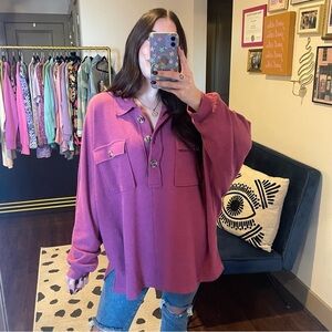 Jade by Jane Oversized Collared Henley Top